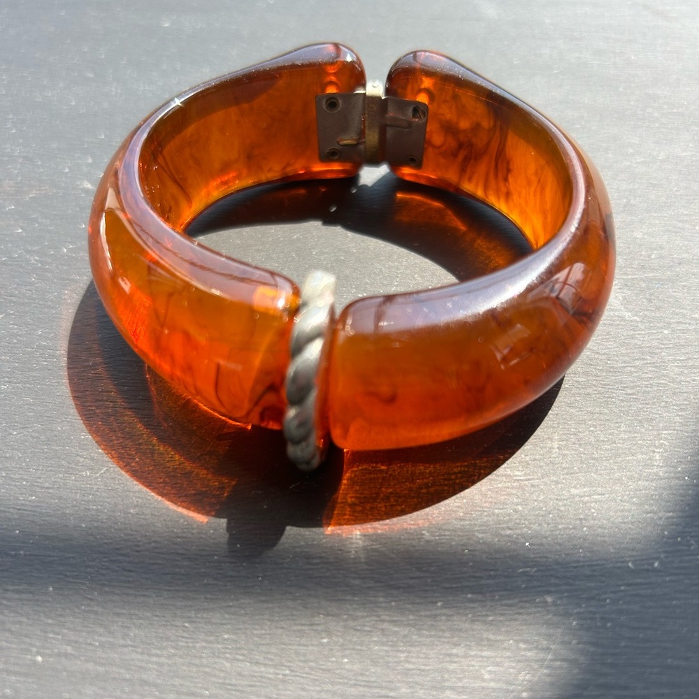 Vintage Amber Bakelite Clamper Bracelet Art Deco 30’s-40’s